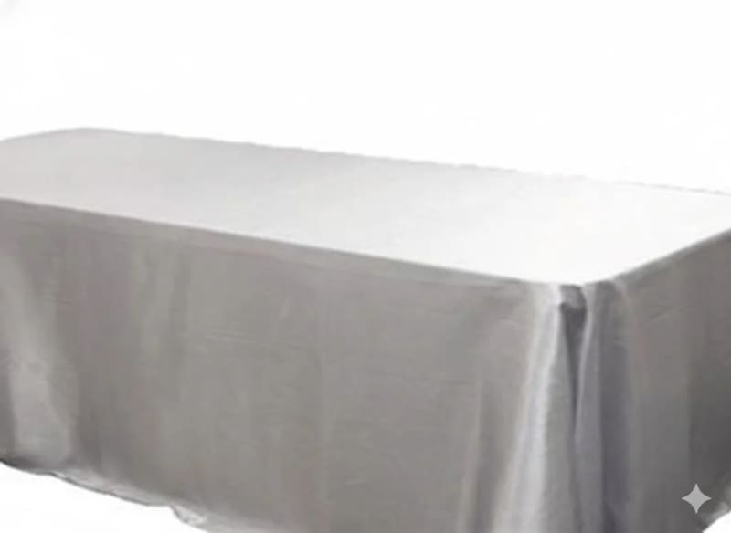 90 x 156 inch Rectangle Satin Tablecloth Silver for rent in Arnprior