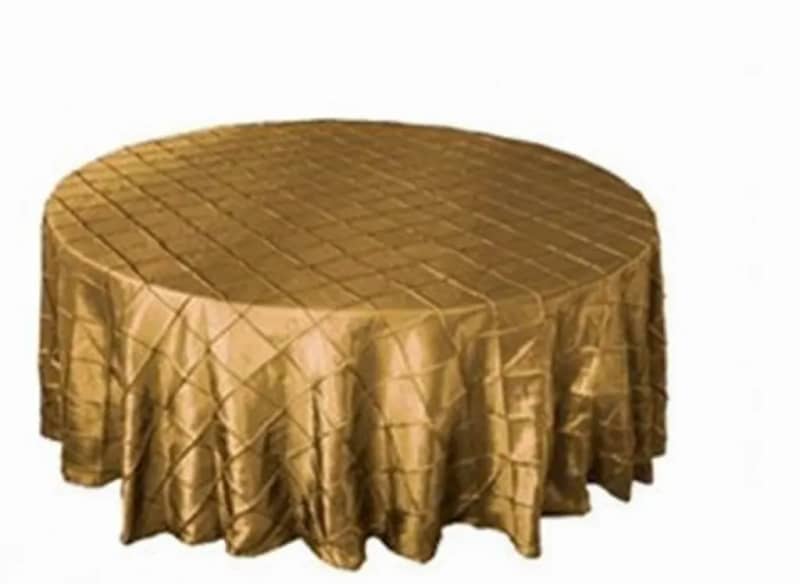 120 inch Round Pintuck Tablecloth Gold for rent in Arnprior