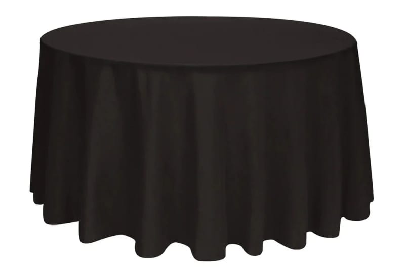 132 inch Round Polyester Tablecloth Black for rent in Arnprior