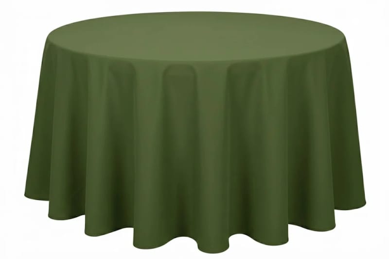 Tablecloth Willow Green Polyester 120 inch Round for rent in Kanata