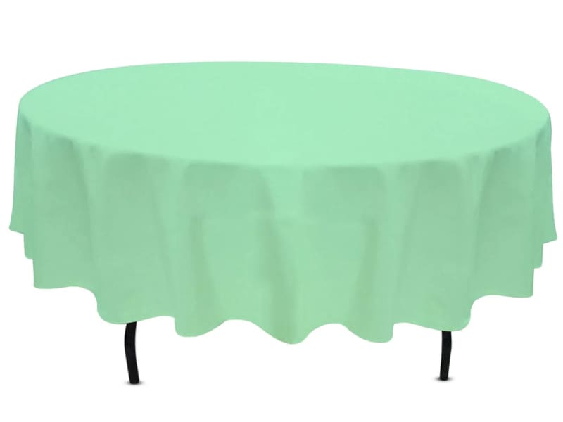 Tablecloth Mint Green Polyester 90 inch Round for rent in Kanata