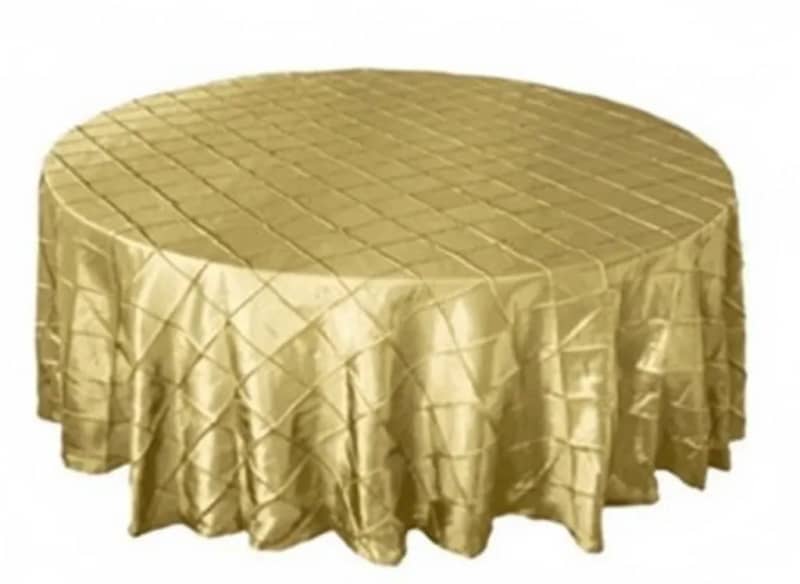 Tablecloth Champagne Pintuck 120 inch Round for rent in Kanata