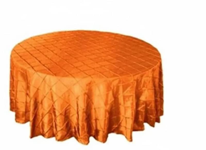 Tablecloth Orange Pintuck 120 inch Round for rent in Kanata