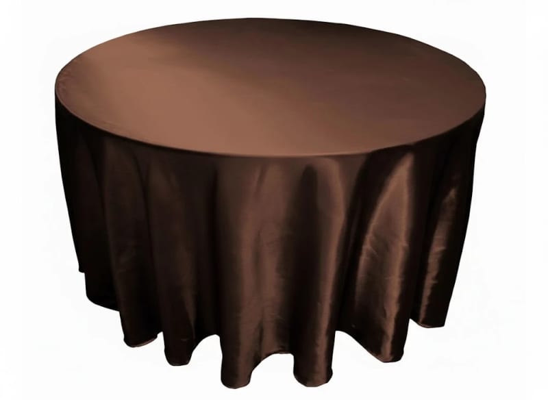 Tablecloth Chocolate Satin 120 inch Round for rent in Kanata