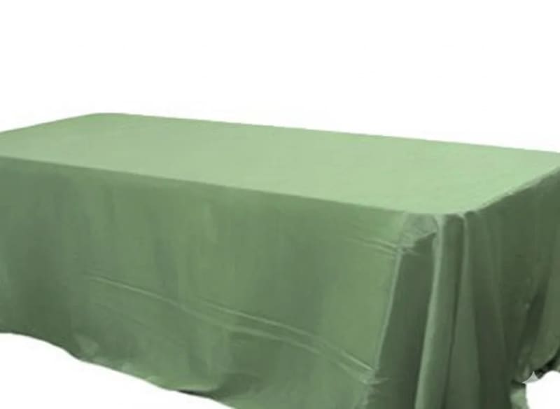 Tablecloth Sage Green Satin 90 x 156 inch Rectangle for rent in Kanata