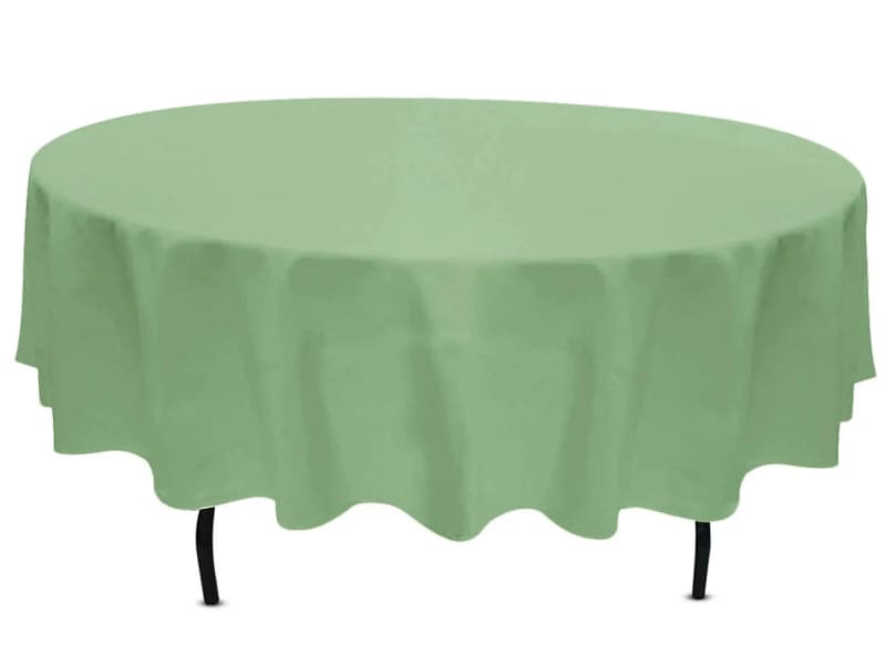 Tablecloth Sage Green Polyester 90 inch Round for rent in Kanata