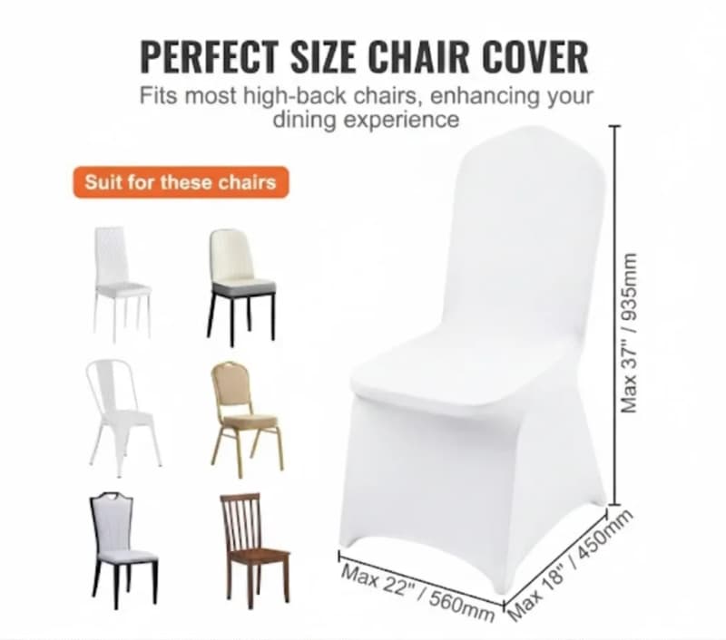 Chair Covers White Spandex Flat Back - Universal – photo 6 in Kanata