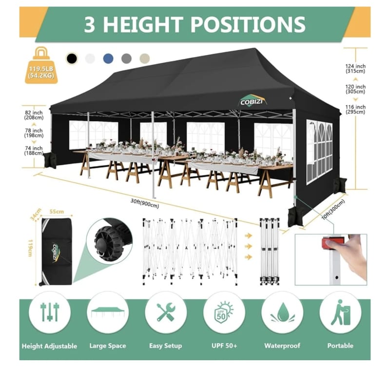 10x30 Pop Up Canopy Tent with Sidewalls – photo 2 in Atlanta