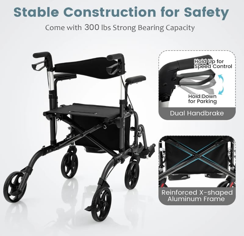 2-in-1 Rollator Walker & Wheelchair Transport Chair – photo 3 in Kanata