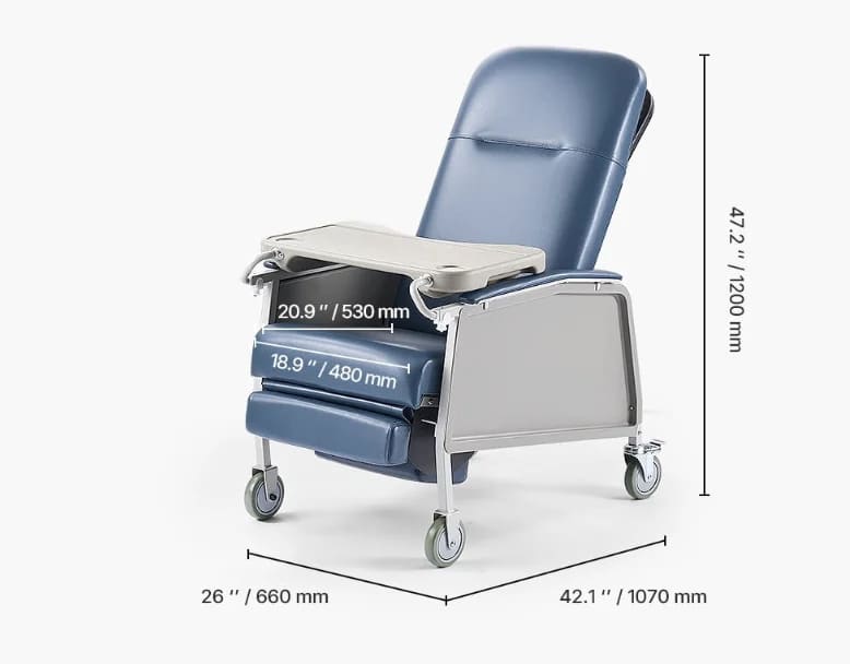 Reclining Geri Chair with Tray and Wheels – photo 2 in Kanata