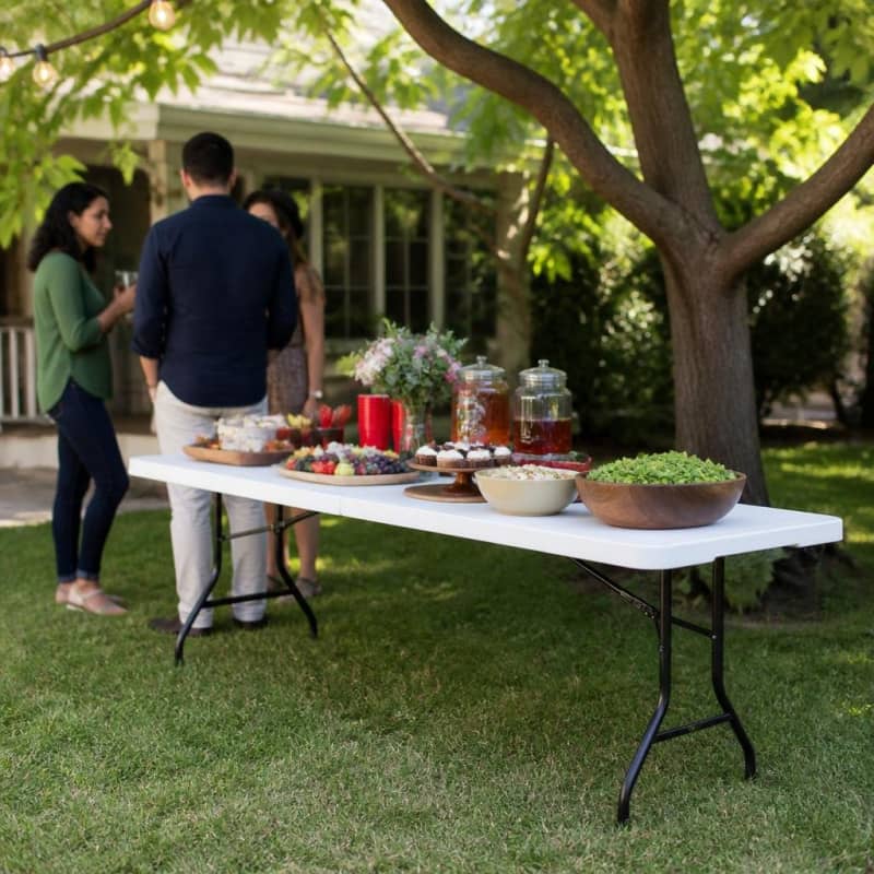 8ft Fold-in-Half Folding Table Party-Event 2/4