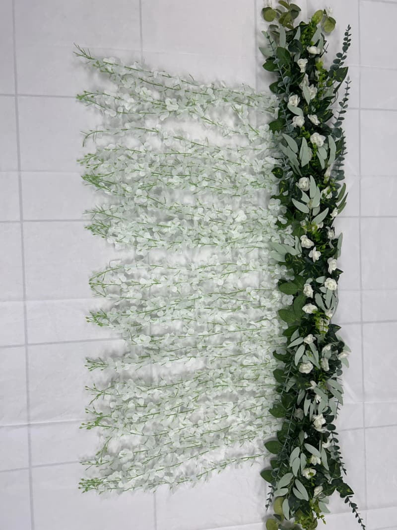 White Floral Greenery Backdrop Wall Decor for rent in Ottawa