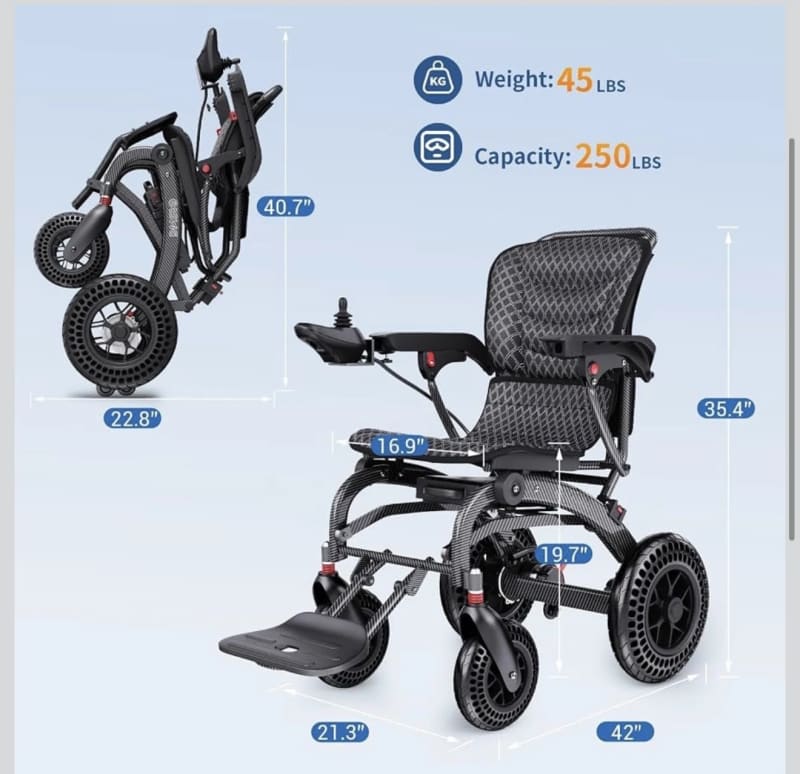 Lightweight Foldable Electric Wheelchair Joystick Power – photo 2 in Ottawa