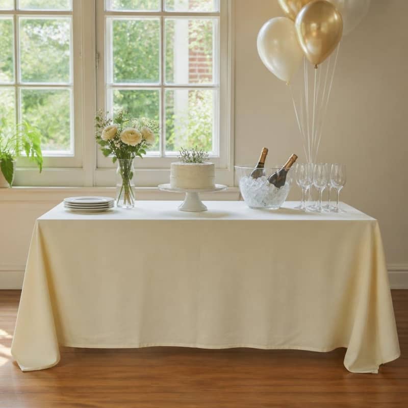 Tablecloth Ivory Polyester 90 x 132 Rectangle Party-Event 1/3