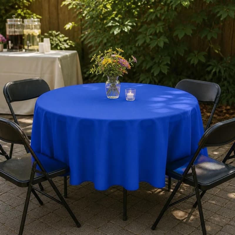 Tablecloth Royal Blue Polyester 90 inch Round Party-Event 1/3