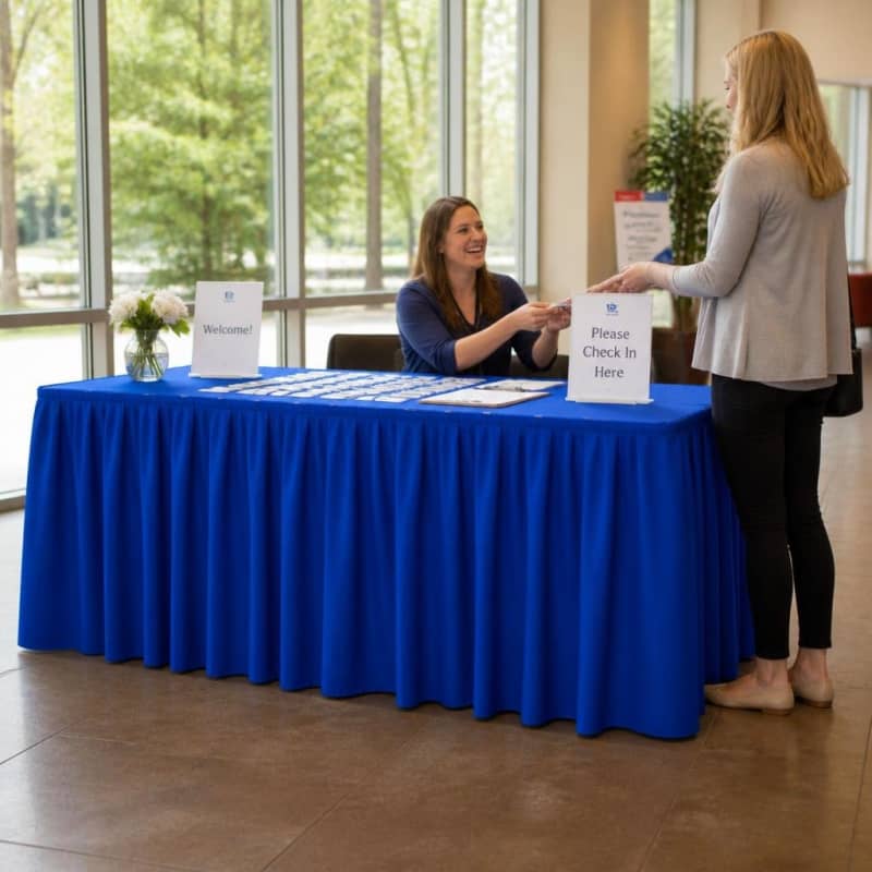 Table Skirt Royal Blue Polyester 17 foot Party-Event 1/3