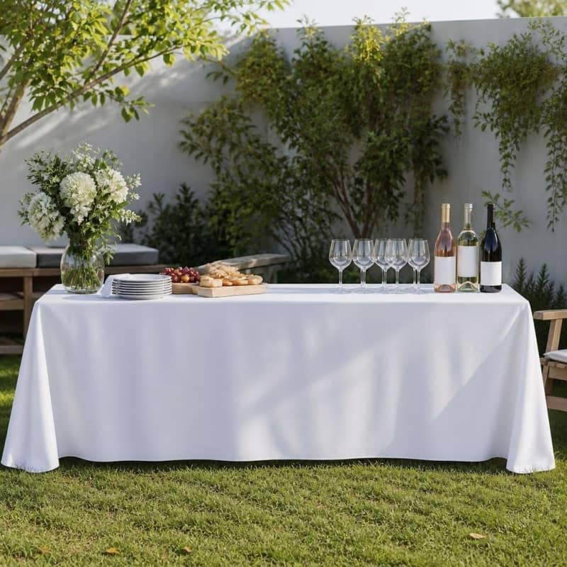 Tablecloth White Polyester 90 x 156 Rectangle Party-Event 1/3