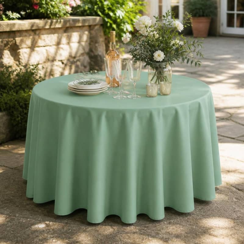Tablecloth Sage Green Polyester 120 inch Round Party-Event 1/3
