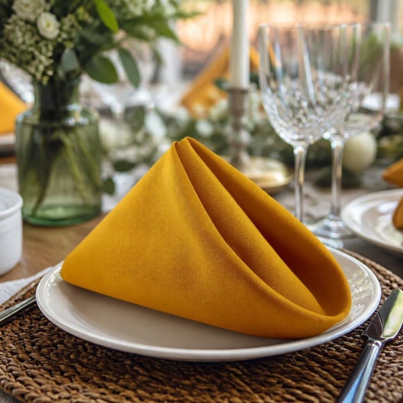 Napkin Gold Polyester 20 x 20 Party-Event 1/2