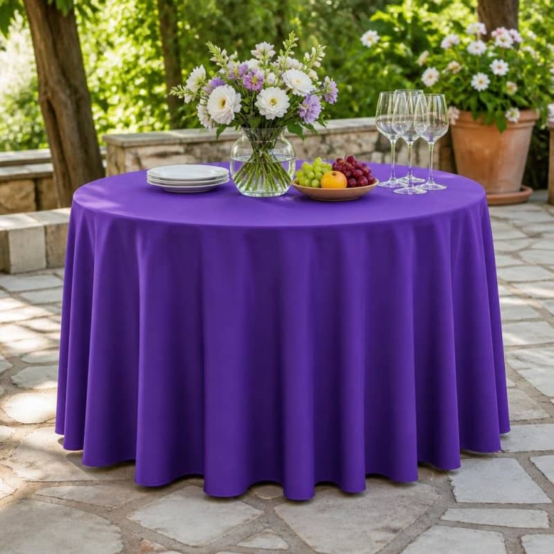 Tablecloth Purple Polyester 120 inch Round Party-Event 1/3