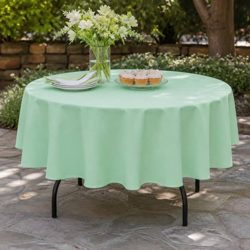 Tablecloth Mint Green Polyester 90 inch Round Party-Event 1/3