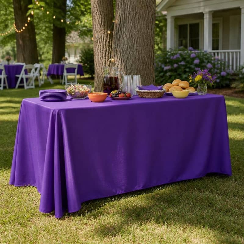 Tablecloth Purple Polyester 90 x 156 inch Rectangle Party-Event 1/3