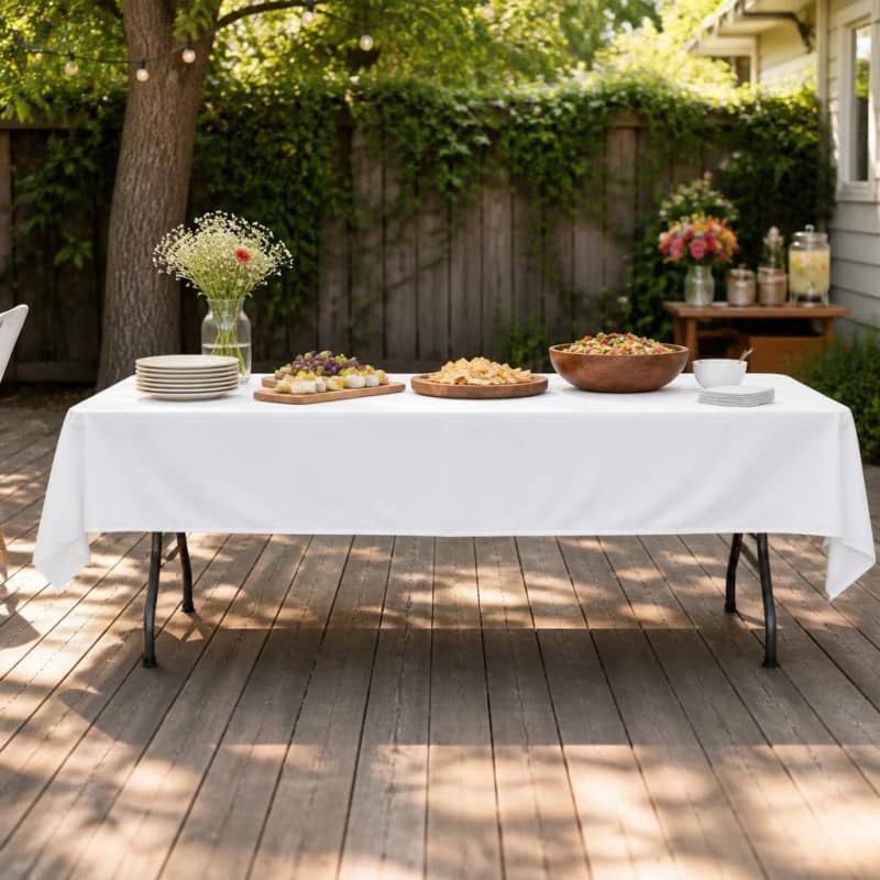 White Tablecloth 53 x 120 inch Rectangle Polyester Party-Event 1/3