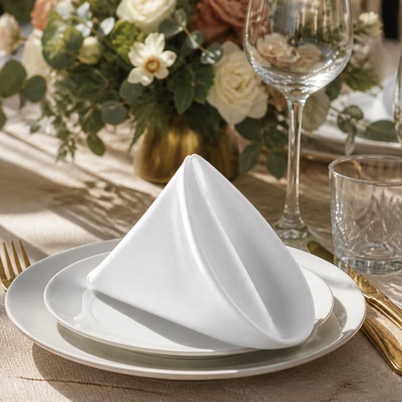 White Polyester Napkin  Party-Event 1/2