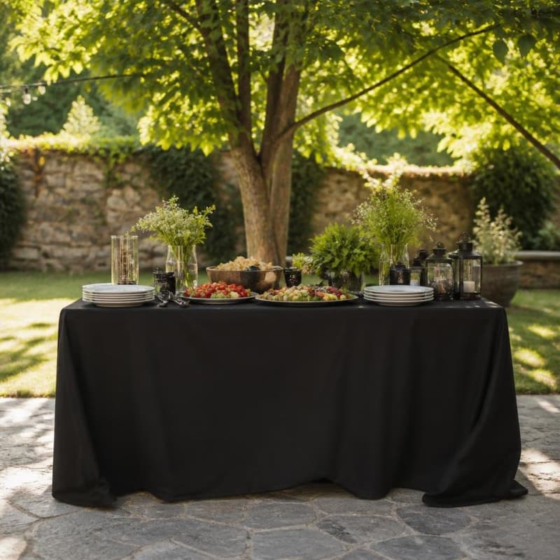 Black Tablecloth / Skirt 90 x 132 Rectangle Polyester Party-Event 1/3