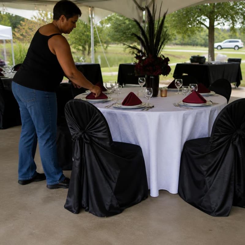 Black Chair Covers Universal Satin Party-Event 1/5