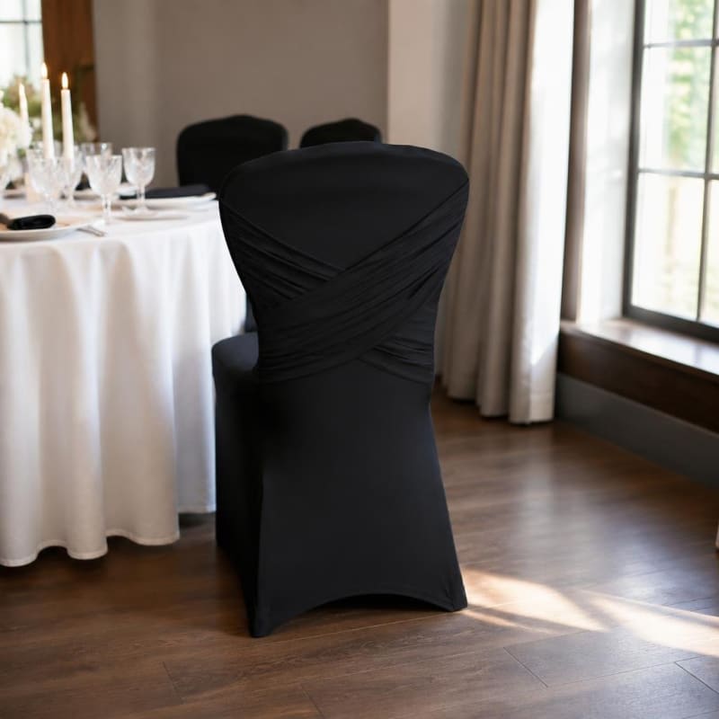 Black Chair Covers Madrid Spandex  Party-Event 1/4