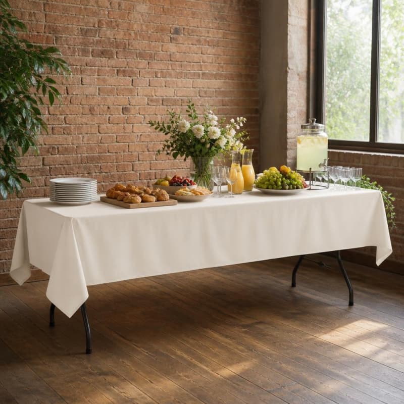 Ivory Tablecloth 53 x 120 inch Rectangle Polyester Party-Event 1/3