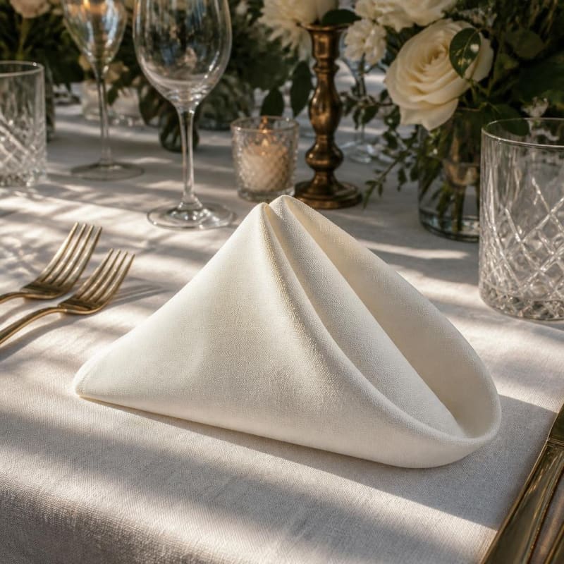 Ivory Polyester Napkin Party-Event 1/2