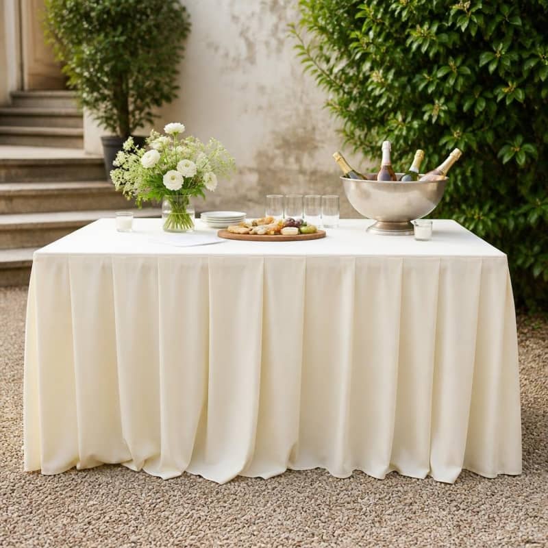 Ivory Table Skirt 17 foot Polyester Party-Event 1/2