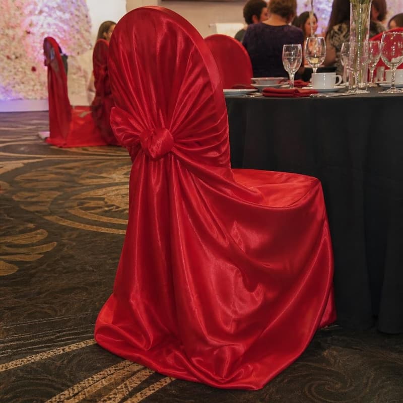 Red Chair Cover Universal Satin Party-Event 4/4