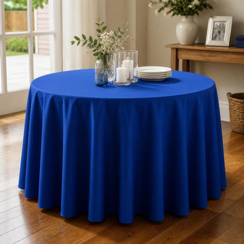Royal Blue Tablecloth 120 inch Round Polyester Party-Event 1/3
