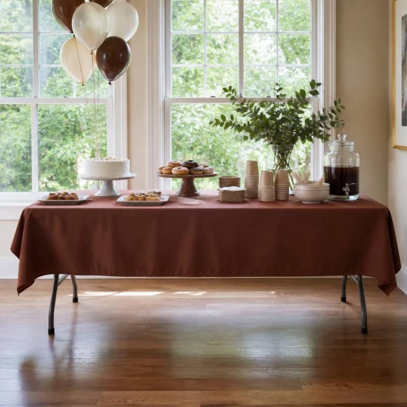 Chocolate Tablecloth 53 x 120 inch Rectangle Polyester Party-Event 1/3