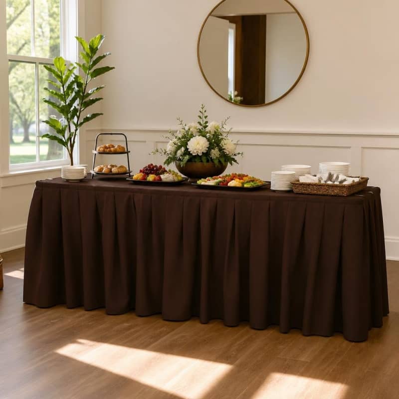 Chocolate Table Skirt 17 foot Polyester Party-Event 1/4