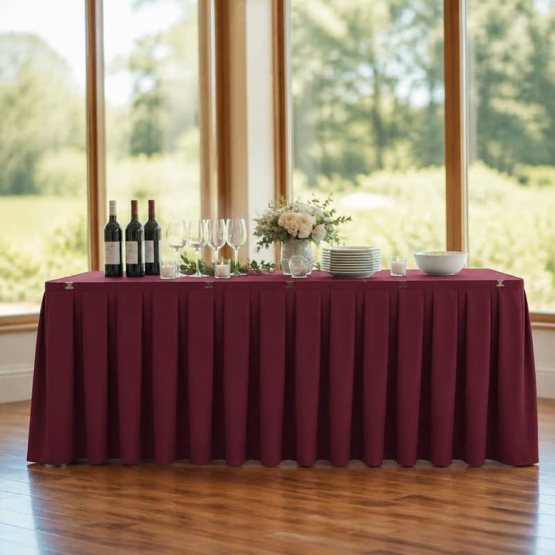Burgundy Table Skirt 17 foot Polyester Party-Event 1/2