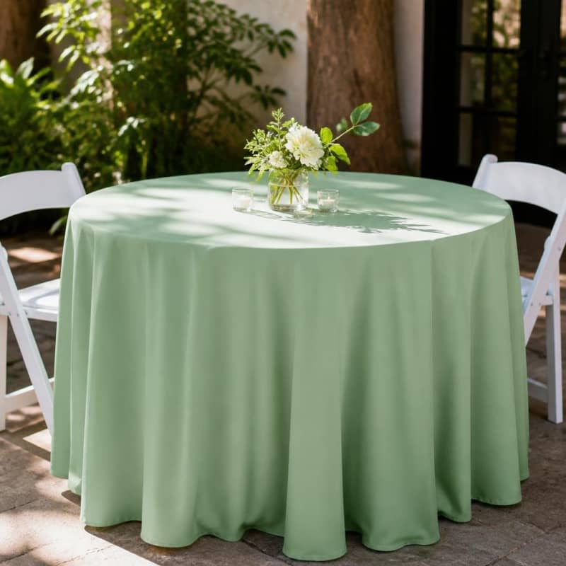 Sage Green Tablecloth 120 inch Round Polyester Party-Event 1/3
