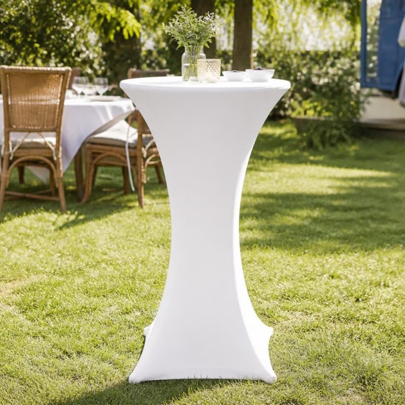 White Cocktail Table Cover Spandex Party-Event 2/3
