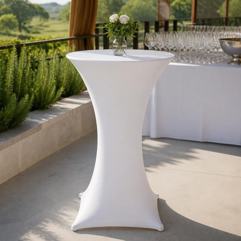 Cocktail Table Cover White Spandex 42-Inch Party-Event 1/3