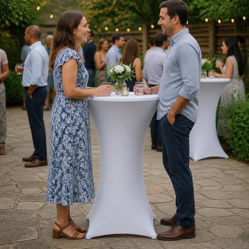 Cocktail Table Cover White Spandex 42-Inch Party-Event 2/3