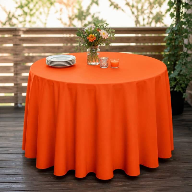 Orange Tablecloth 120 inch Round Polyester Party-Event 1/3