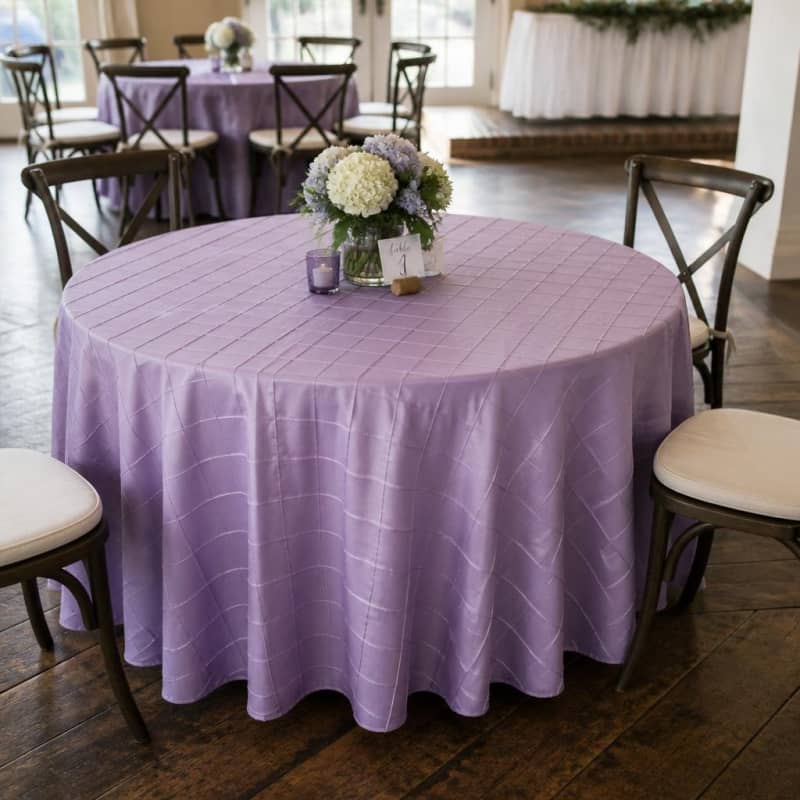 Lavender Round Tablecloth Pintuck 120 inch Party-Event 1/3