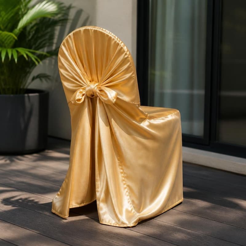 Gold Chair Cover Universal - Satin Party-Event 1/5