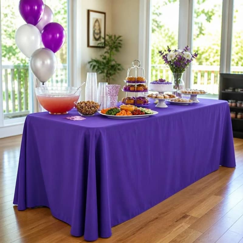Purple Tablecloth / Skirt 90 x 156 inch Rectangle Polyester Party-Event 1/3