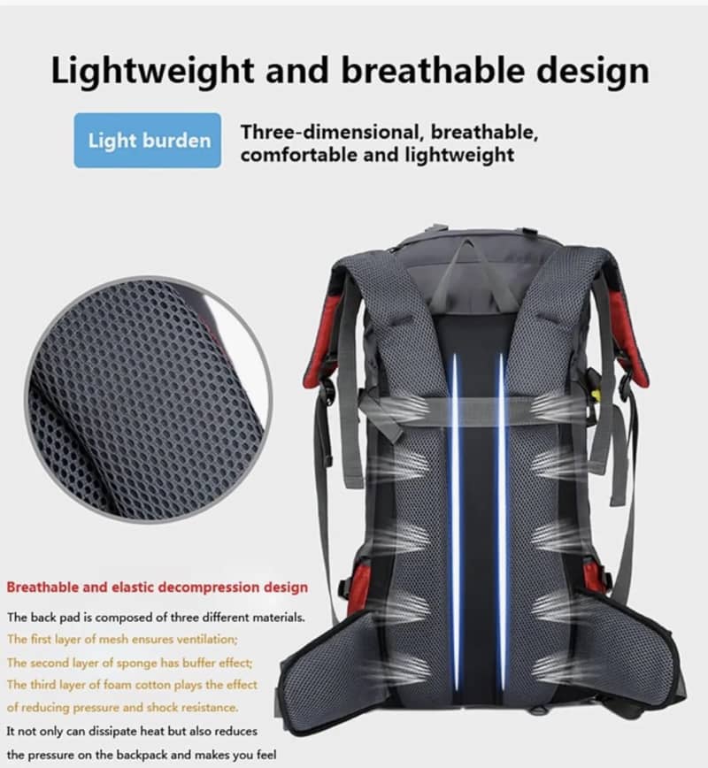 60L Waterproof Hiking Backpack with Rain Cover – photo 7 in Ottawa
