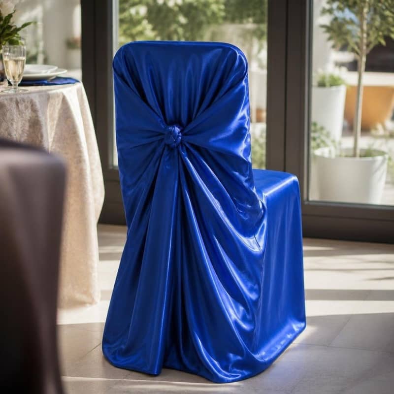 Royal Blue Chair Covers Universal - Satin Party-Event 4/4