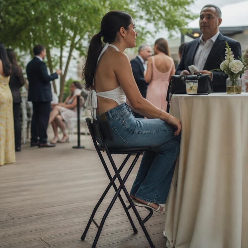 Folding Plastic Black Bar Stool Party-Event 5/5